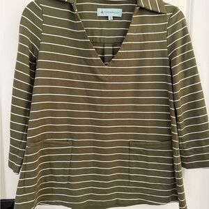 Tuckernuck Khaki Striped Blouse